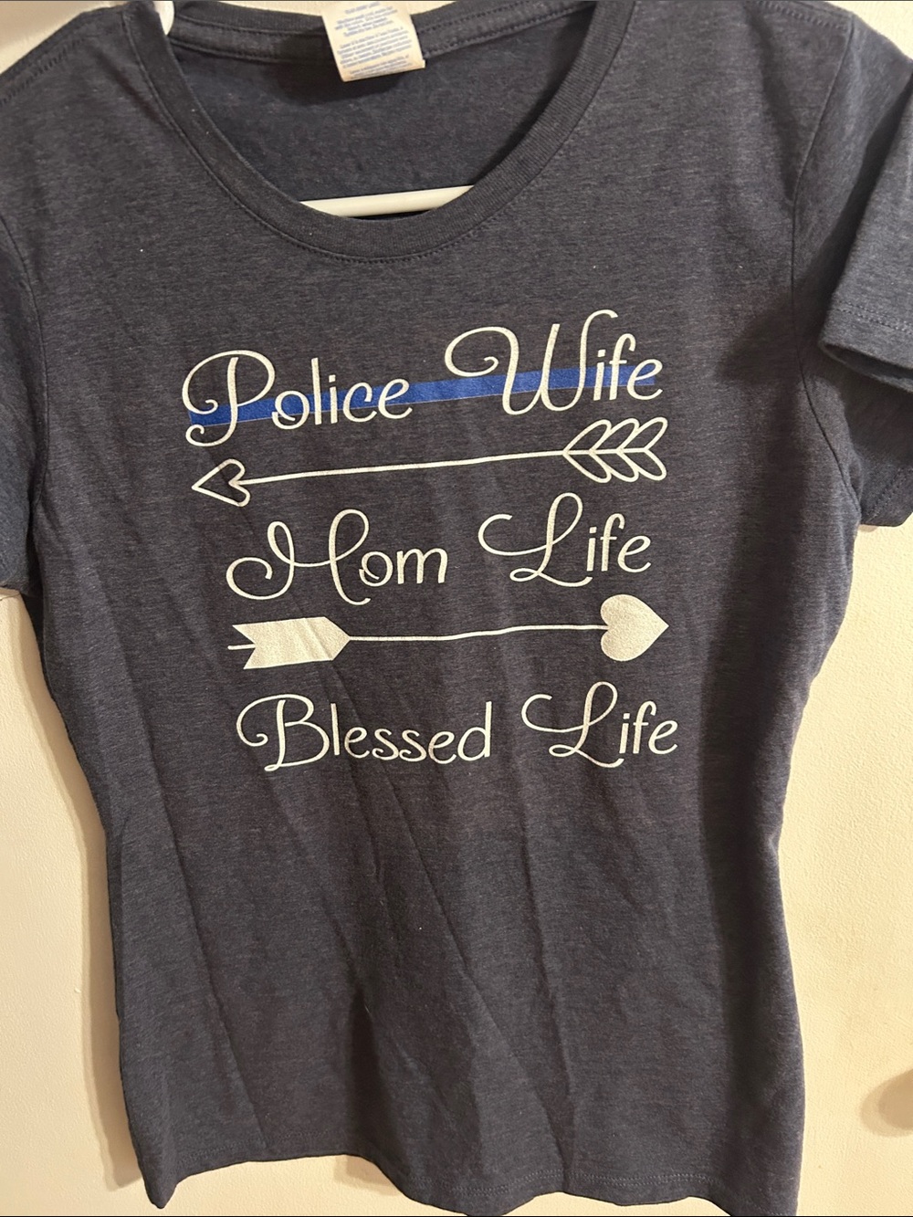 Port and Company Navy Blue "Police Wife Mom Life Blessed Life" Tee